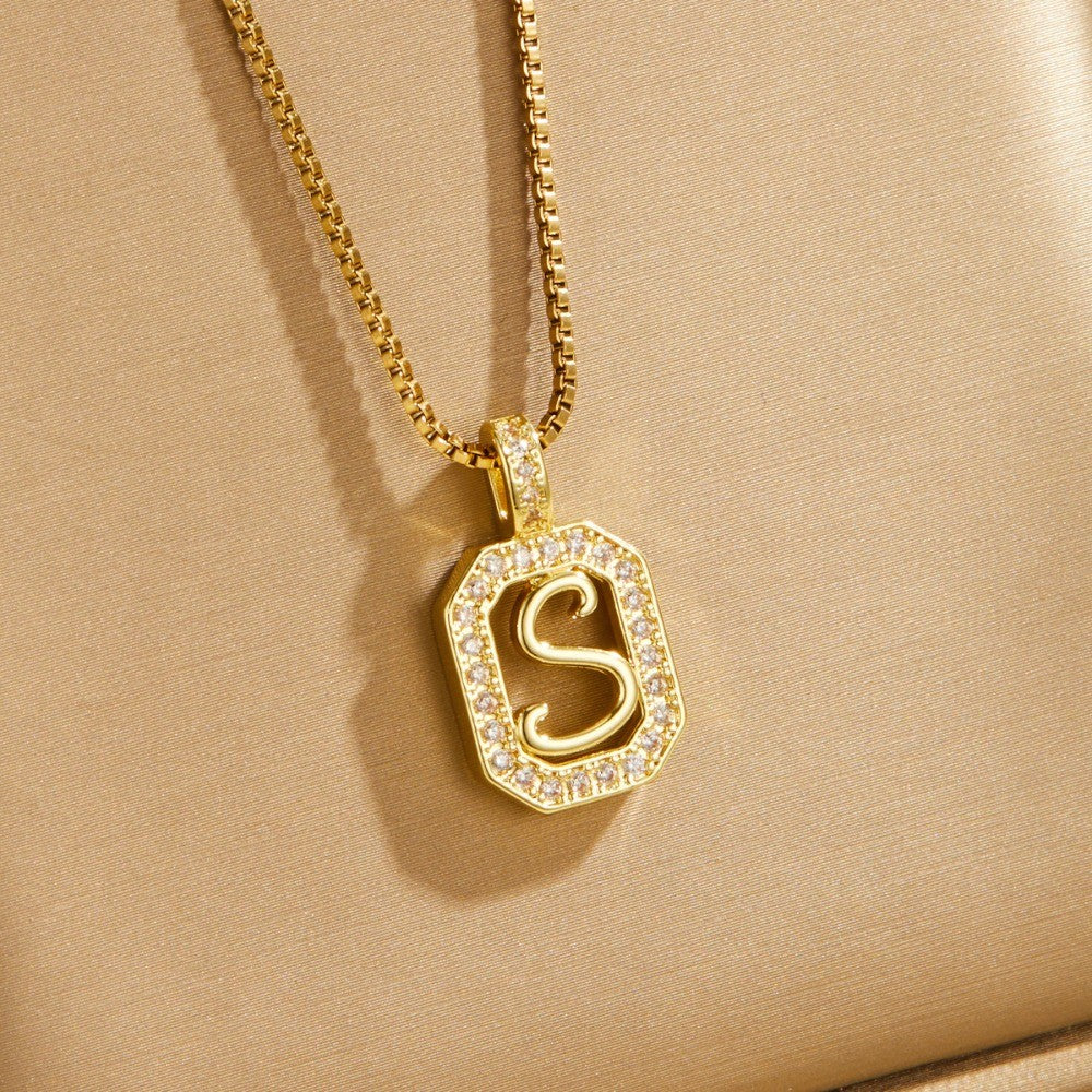 Crystal Initial Octagon Necklace