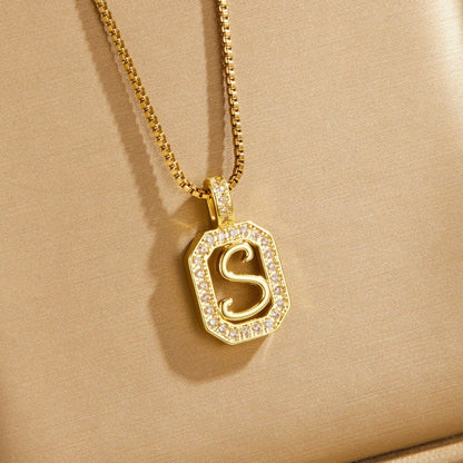 Crystal Initial Octagon Necklace