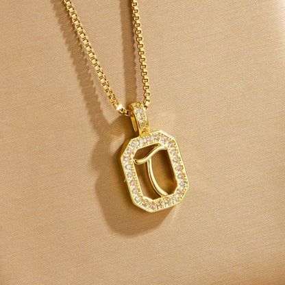 Crystal Initial Octagon Necklace