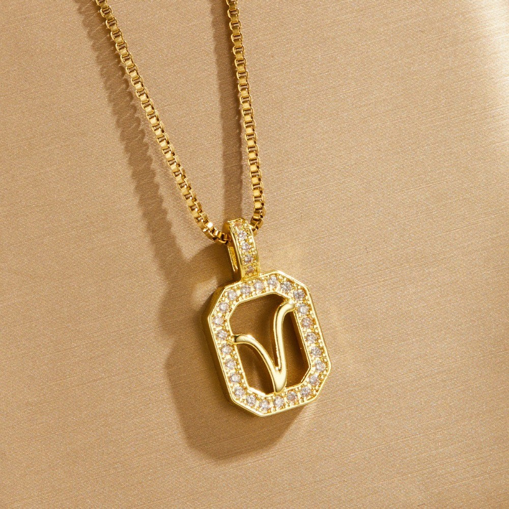 Crystal Initial Octagon Necklace