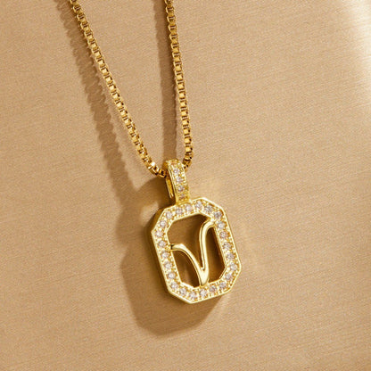 Crystal Initial Octagon Necklace