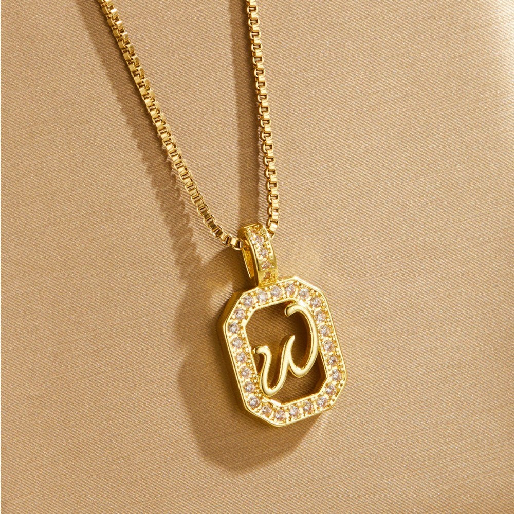 Crystal Initial Octagon Necklace