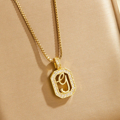Crystal Initial Octagon Necklace