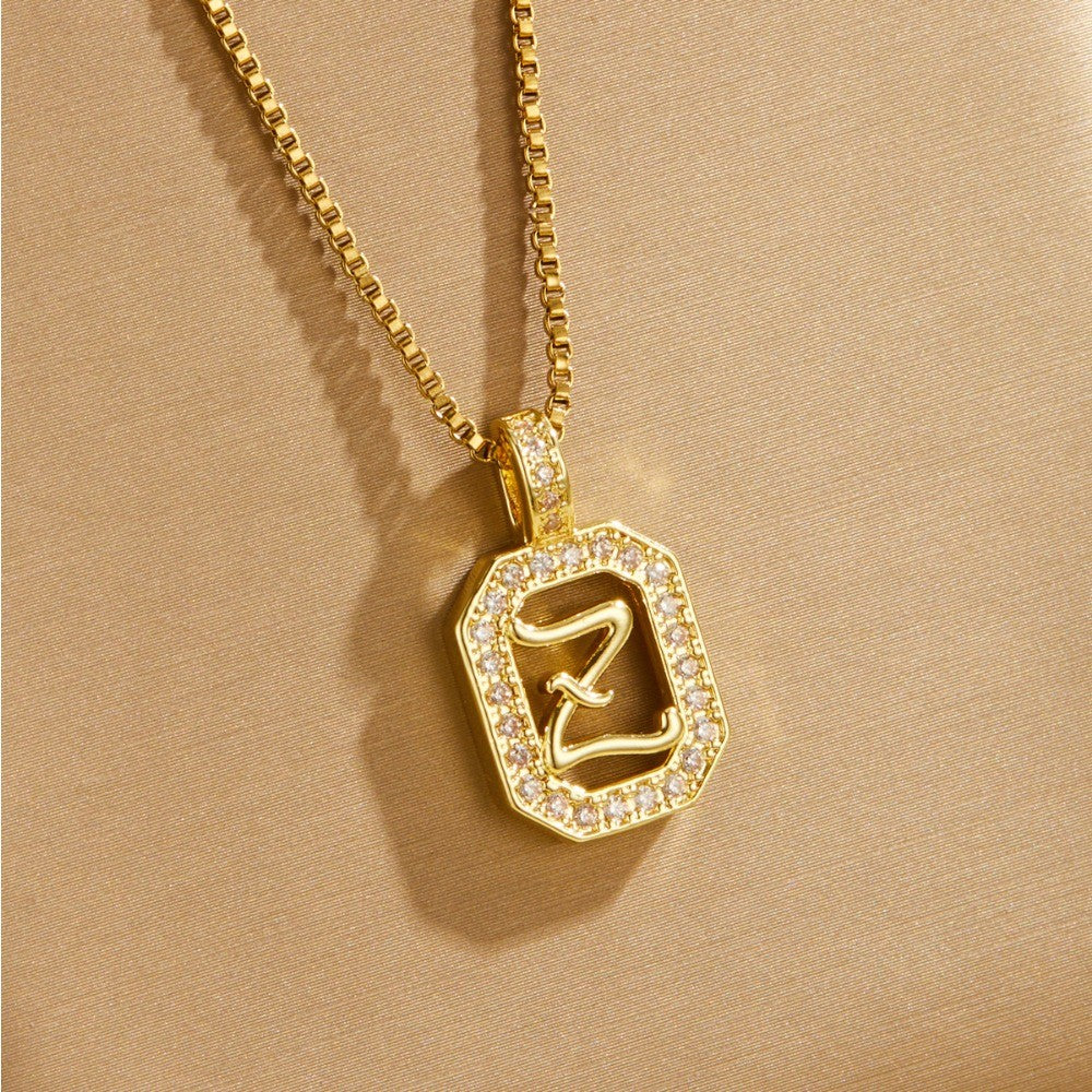 Crystal Initial Octagon Necklace