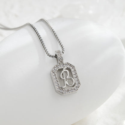 Crystal Initial Octagon Necklace