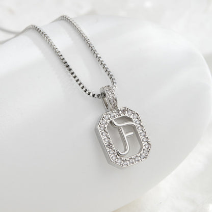 Crystal Initial Octagon Necklace