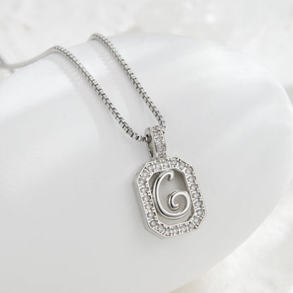 Crystal Initial Octagon Necklace