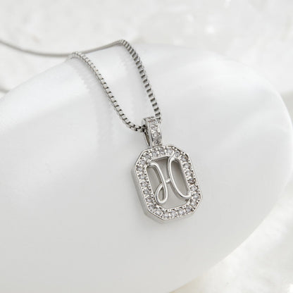 Crystal Initial Octagon Necklace