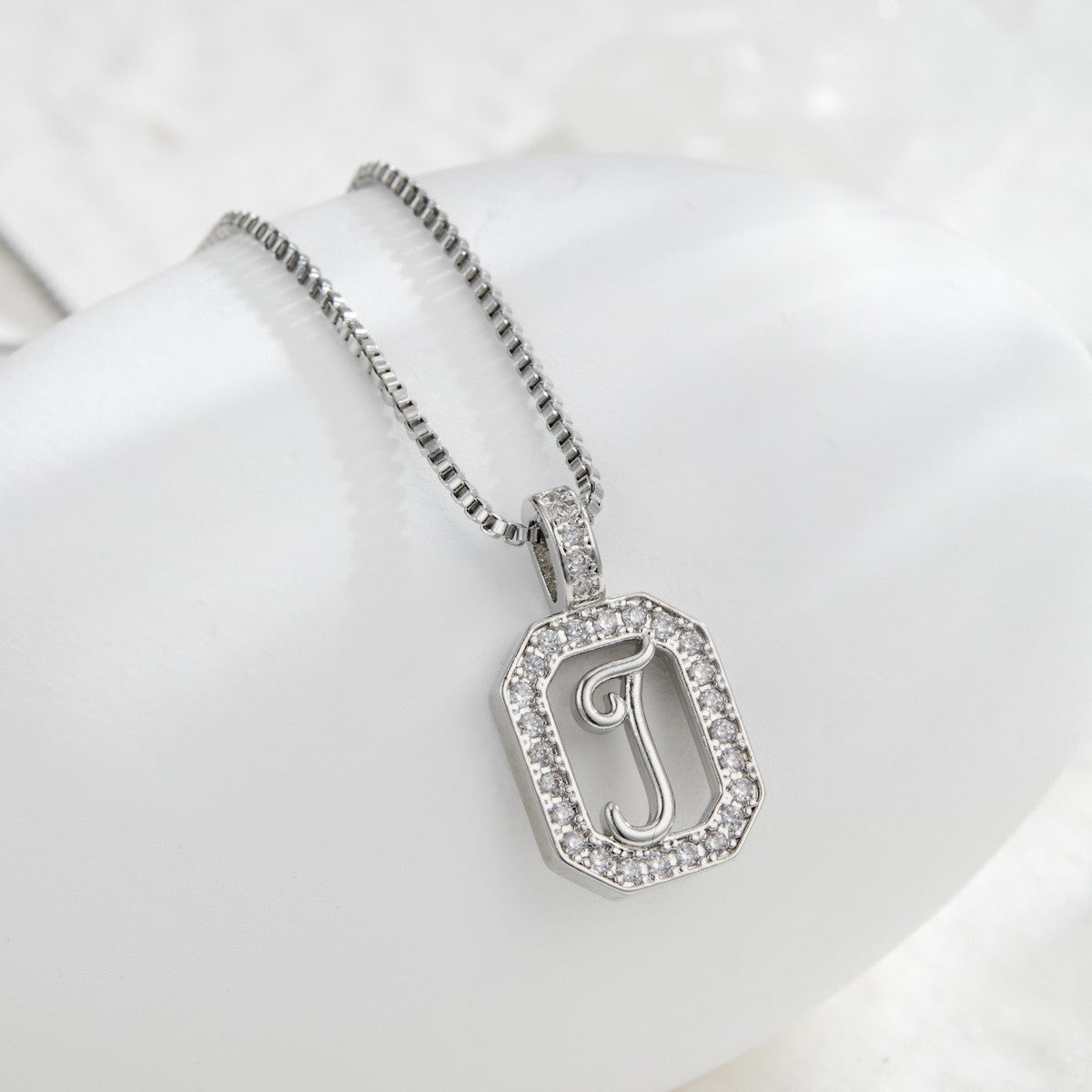 Crystal Initial Octagon Necklace