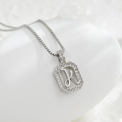 Crystal Initial Octagon Necklace