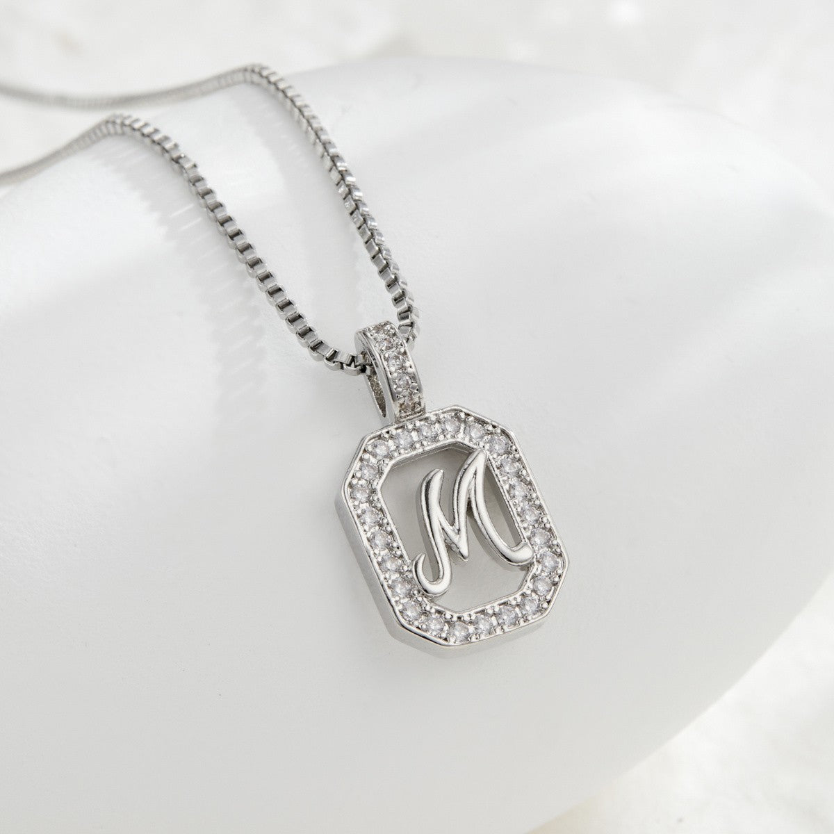Crystal Initial Octagon Necklace
