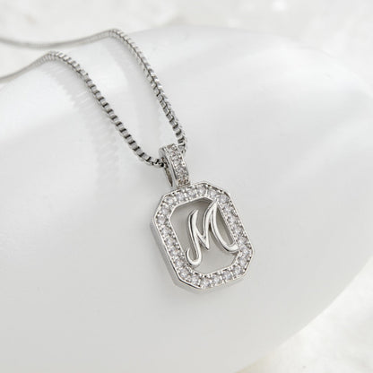 Crystal Initial Octagon Necklace