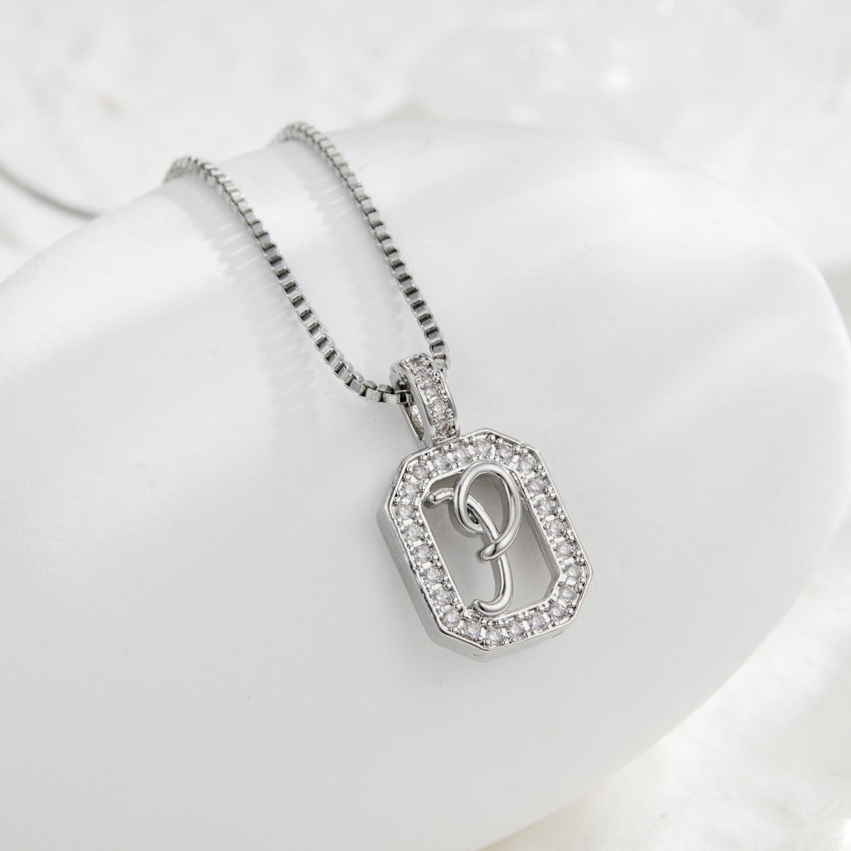 Crystal Initial Octagon Necklace