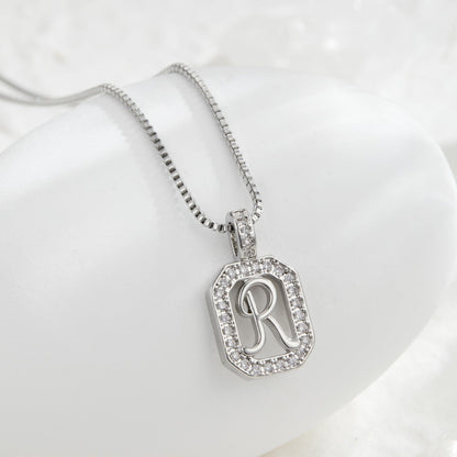 Crystal Initial Octagon Necklace