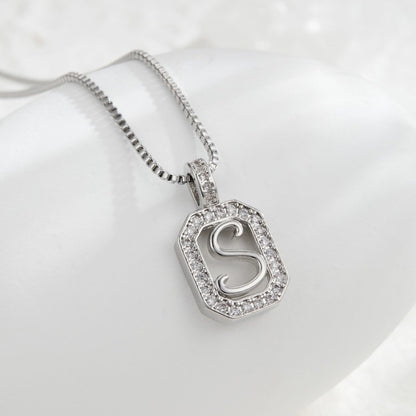Crystal Initial Octagon Necklace