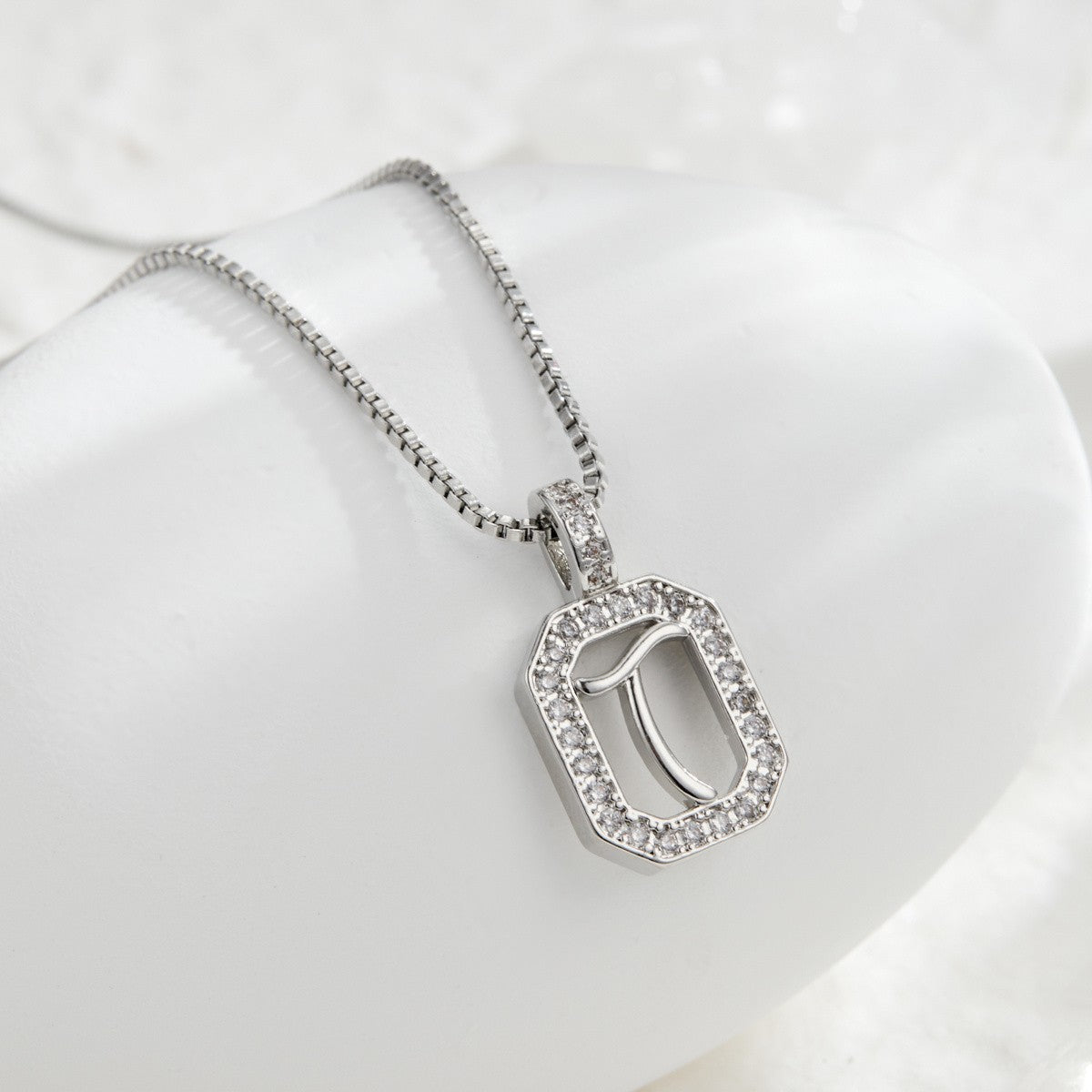 Crystal Initial Octagon Necklace