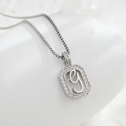 Crystal Initial Octagon Necklace
