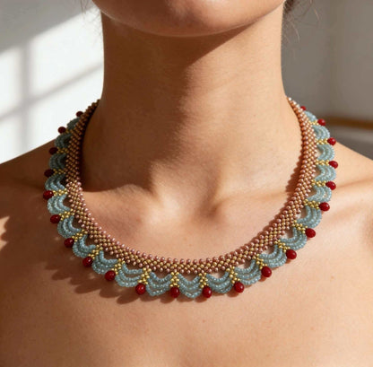 Scalloped Beaded Collar Necklace