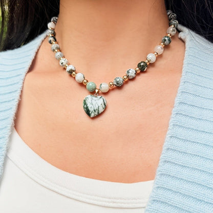 Green Marble Heart Necklace