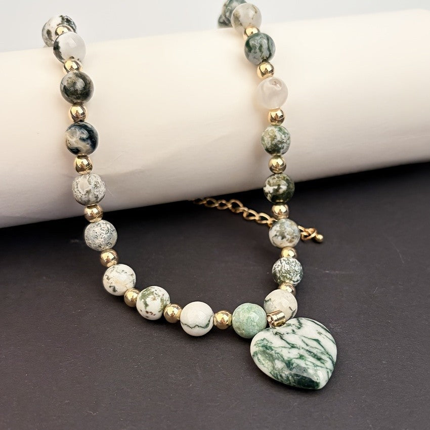 Green Marble Heart Necklace
