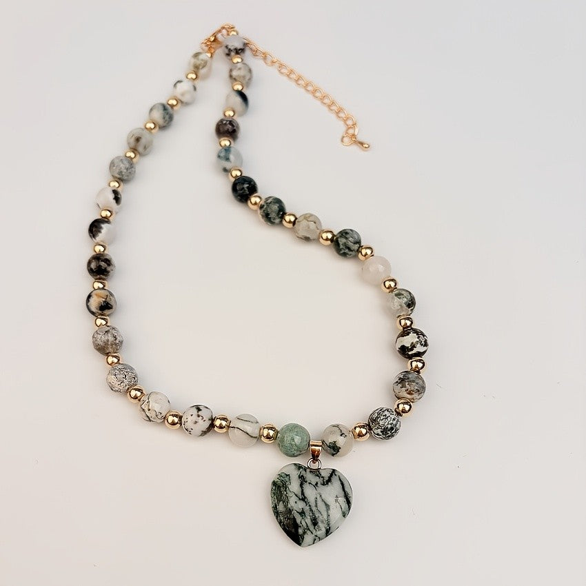 Green Marble Heart Necklace