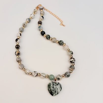 Green Marble Heart Necklace