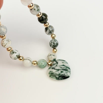 Green Marble Heart Necklace