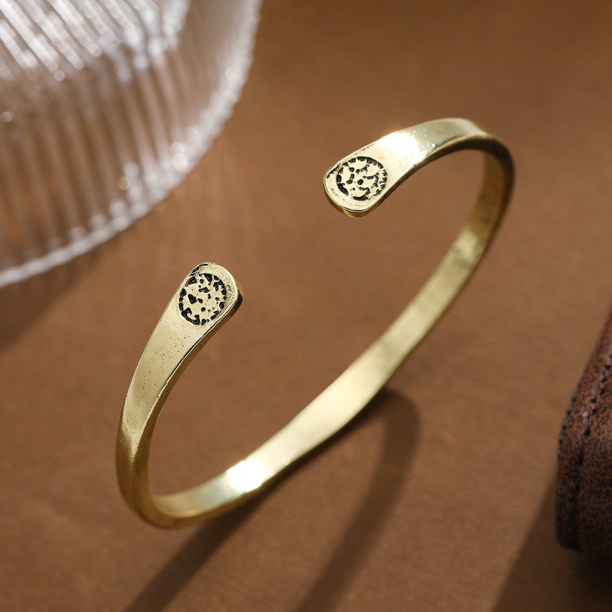 Engraved Lotus Open Bangle