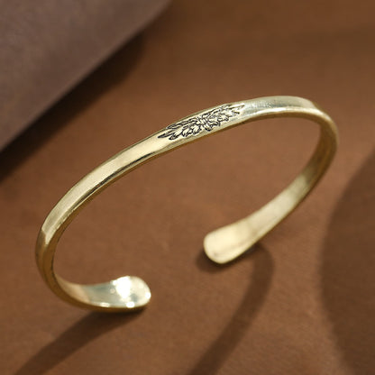 Engraved Lotus Open Bangle