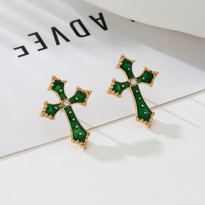 Black Cross Stud Earrings