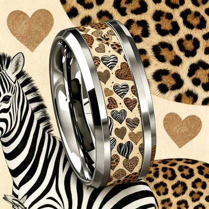 Leopard & Zebra Heart Ring