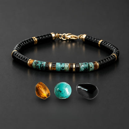 Turquoise & Black Stone Beaded Bracelet