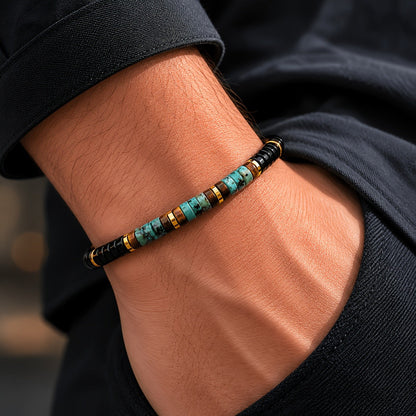 Turquoise & Black Stone Beaded Bracelet