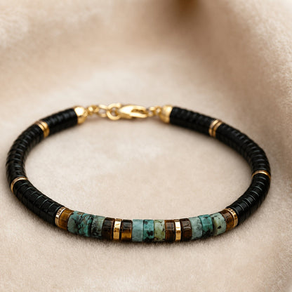 Turquoise & Black Stone Beaded Bracelet