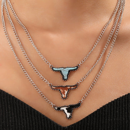Layered Bull Head Necklace Set