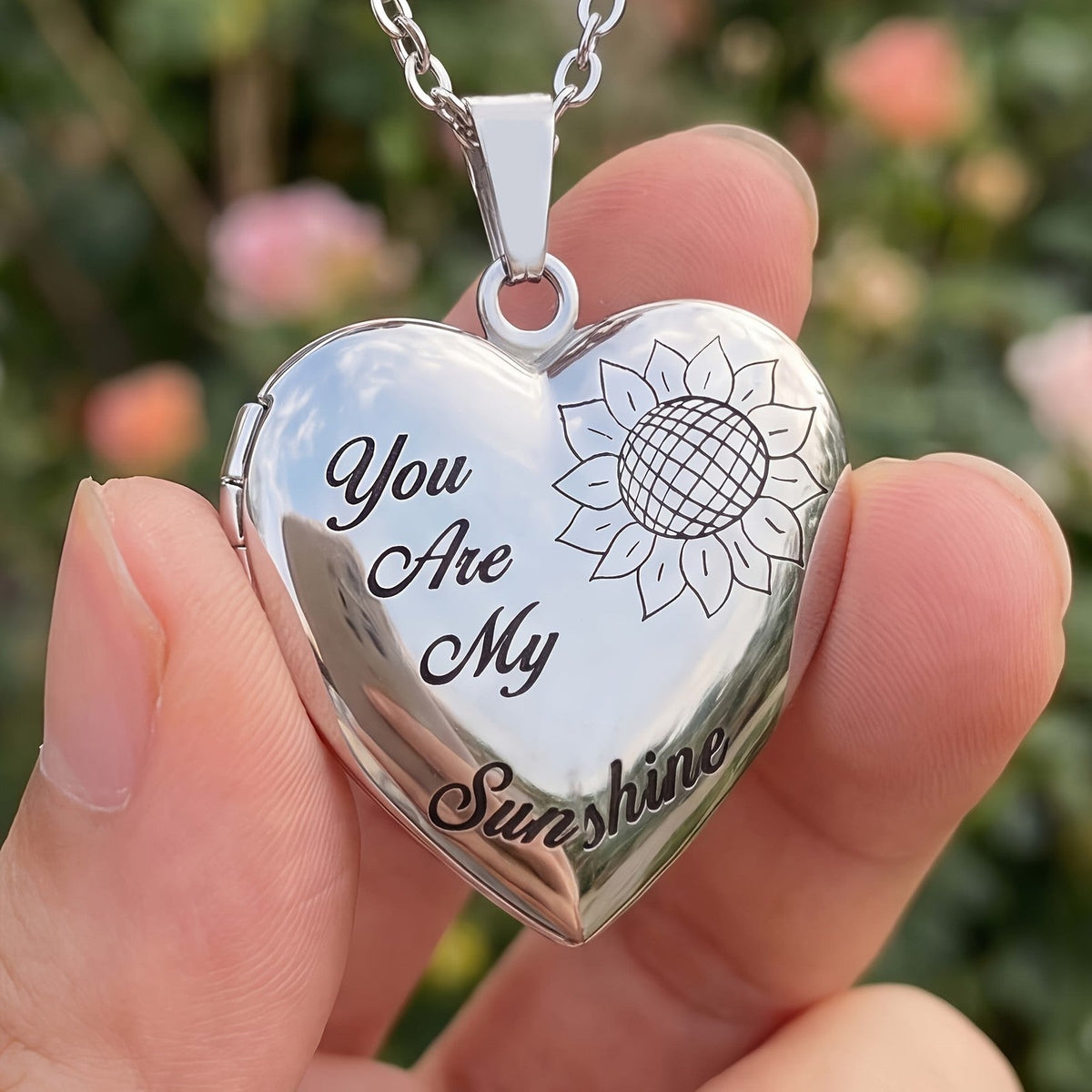 You Are My Sunshine Heart Locket Necklace