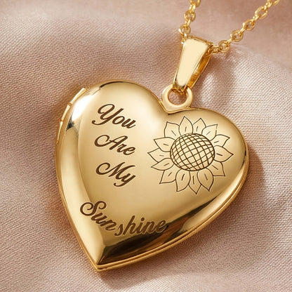 You Are My Sunshine Heart Locket Necklace