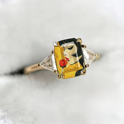 Retro Girl Rectangular Ring