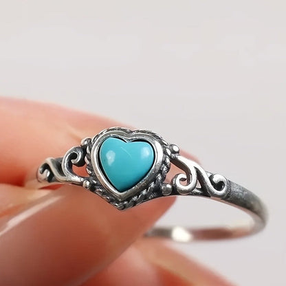 Turquoise Heart Scroll Ring