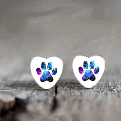 Galaxy Paw Heart Earrings