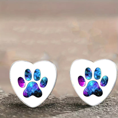 Galaxy Paw Heart Earrings