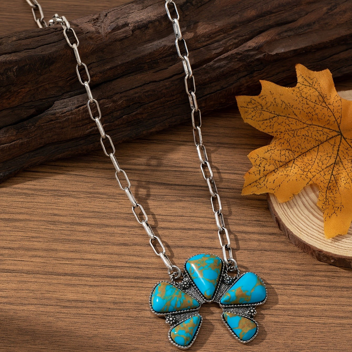 Turquoise Petal Cluster Pendant