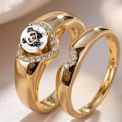 Panda Crystal Arc Ring Set