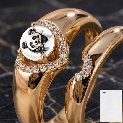 Panda Crystal Arc Ring Set
