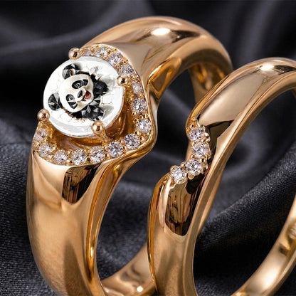 Panda Crystal Arc Ring Set