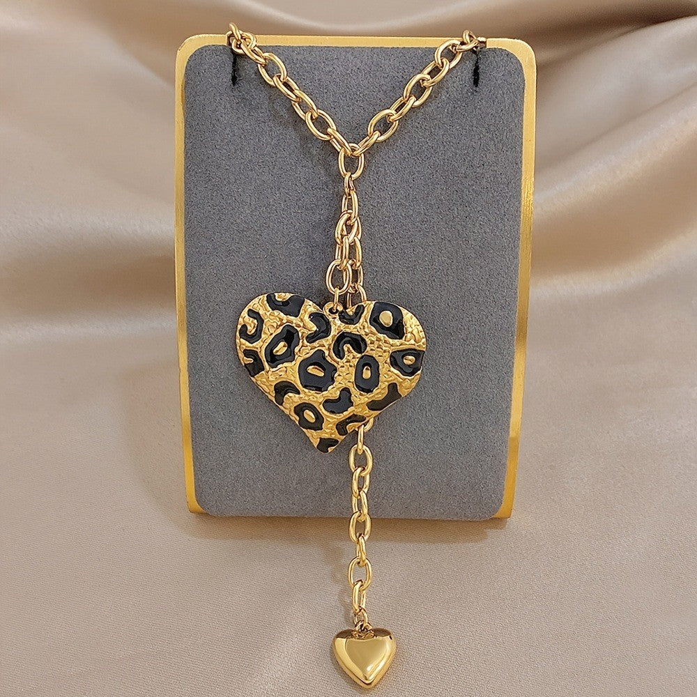 Leopard Print Heart Necklace