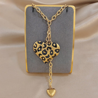 Leopard Print Heart Necklace