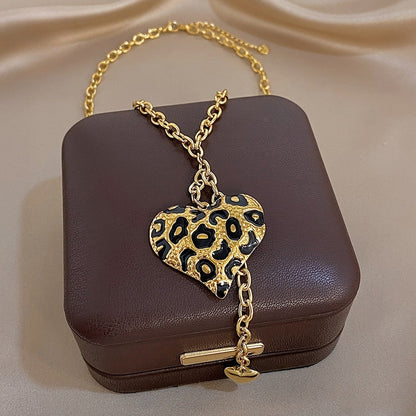 Leopard Print Heart Necklace