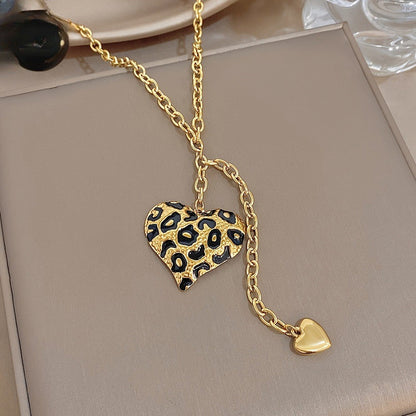 Leopard Print Heart Necklace