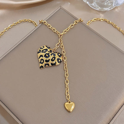 Leopard Print Heart Necklace
